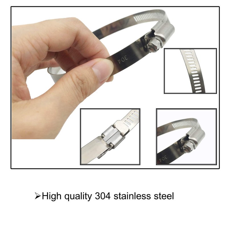 EesTeck 4Pcs 2.5" Adjustable 304 Stainless Steel Duct Clamps Clamp Pipe Clamp Air Ducting Clamp worm drive hose clamps ï¼ˆ 52mm-76mm, For 2.5" Hose) - Image 2